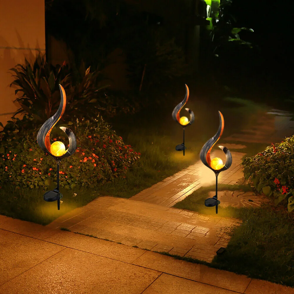 

Solar LED Flame Light Retro Iron Garden Lawn Lamp Outdoor Garden Landscape Decor Lighting Flame Solar Lights Warm White