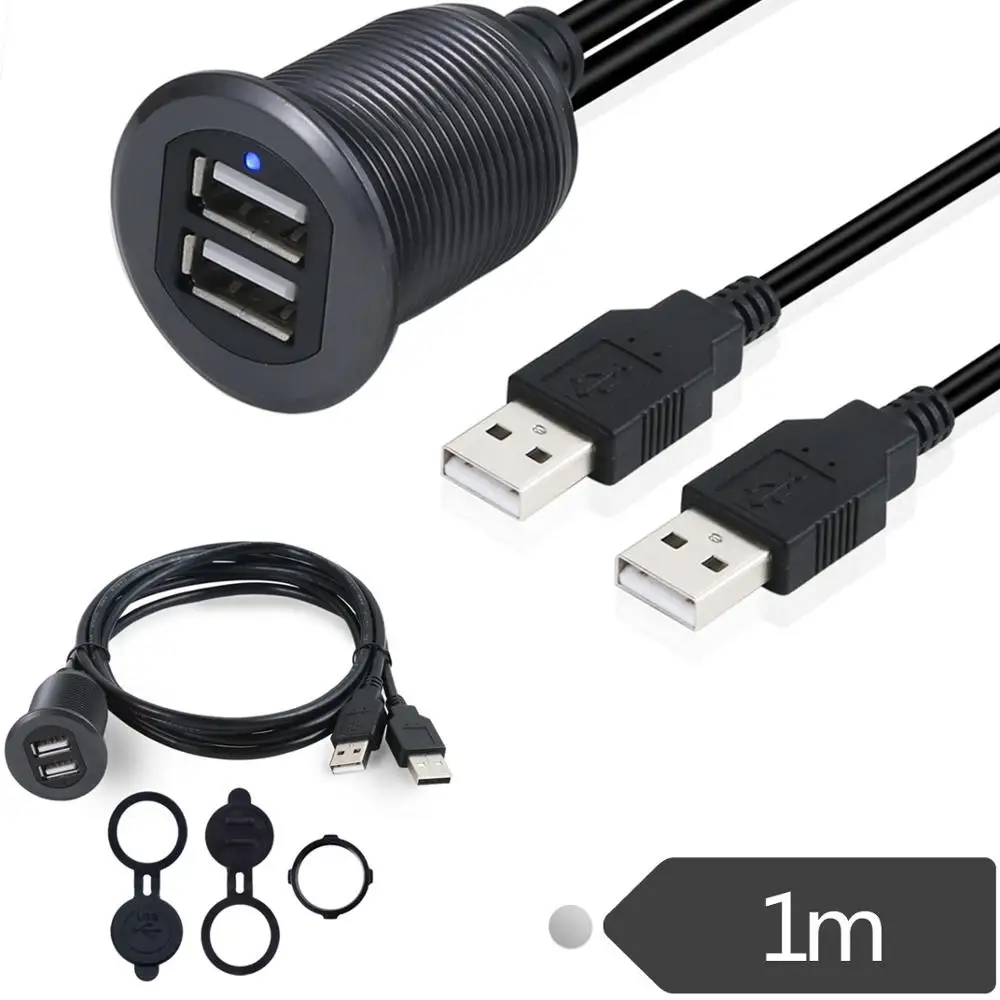 10 шт. x светодиодный светильник, металлический корпус, двойной USB разъем, удлинитель, штекер, свинцовая панель, шнур для передачи данных, автомобильная панель, заподлицо, бренд