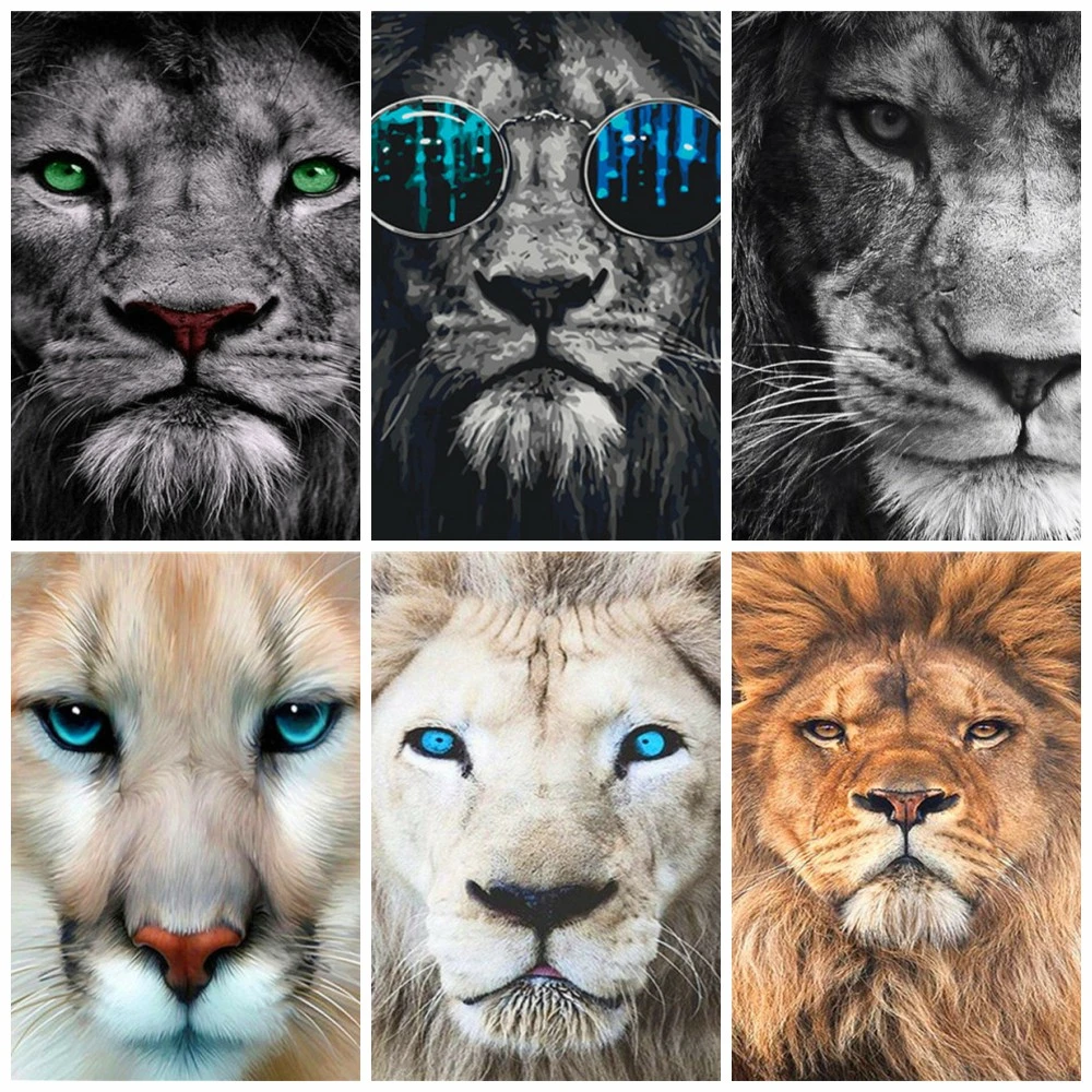 

HUACAN Full Square/Round Diamond Painting Lion 5D DIY Diamond Embroidery Sale Animal Pictures Of Rhinestones Decor For Home