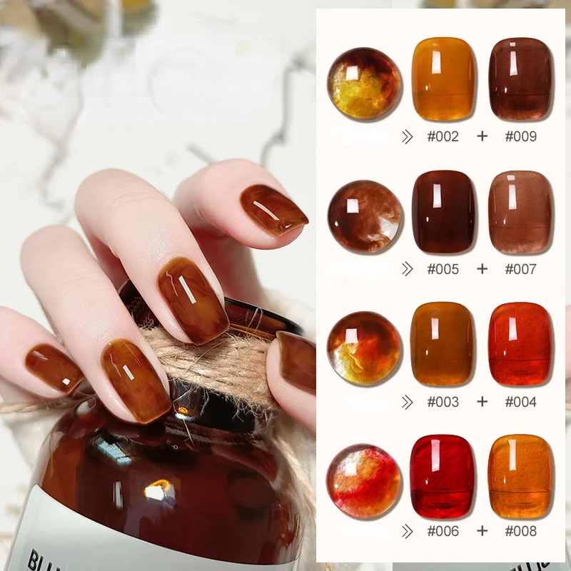 Краска для ногтей с матовым эффектом "Amber Crystal Gel" объемом 8 мл на основе геля, прозрачная при нанесении и сохраняющаяся полупостоянно при использовании UV/LED лампы.