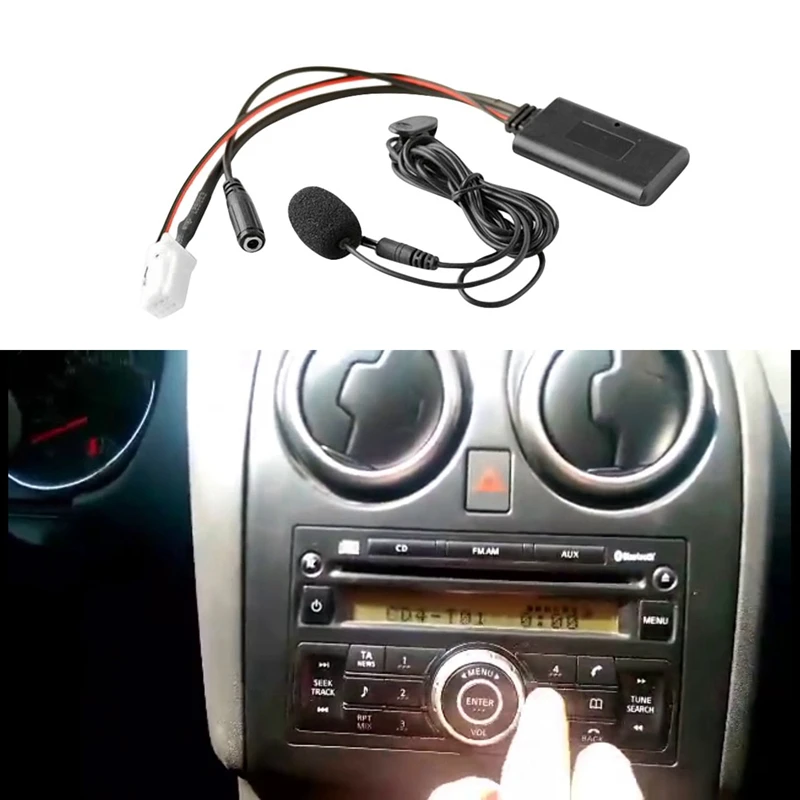 Carro bluetooth 5.0 aux entrada de áudio cabo microfone adaptador handsfree 8pin plug para nissan sylphy tiida qashqai geniss