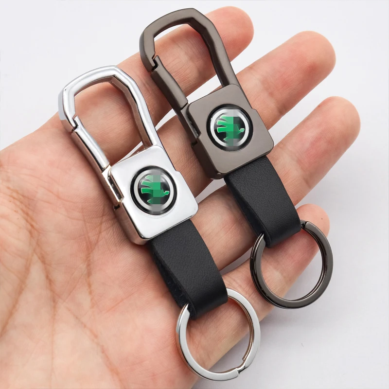 Автомобильный брелок металлический Кожаный логотип модный мини бизнес для Skoda