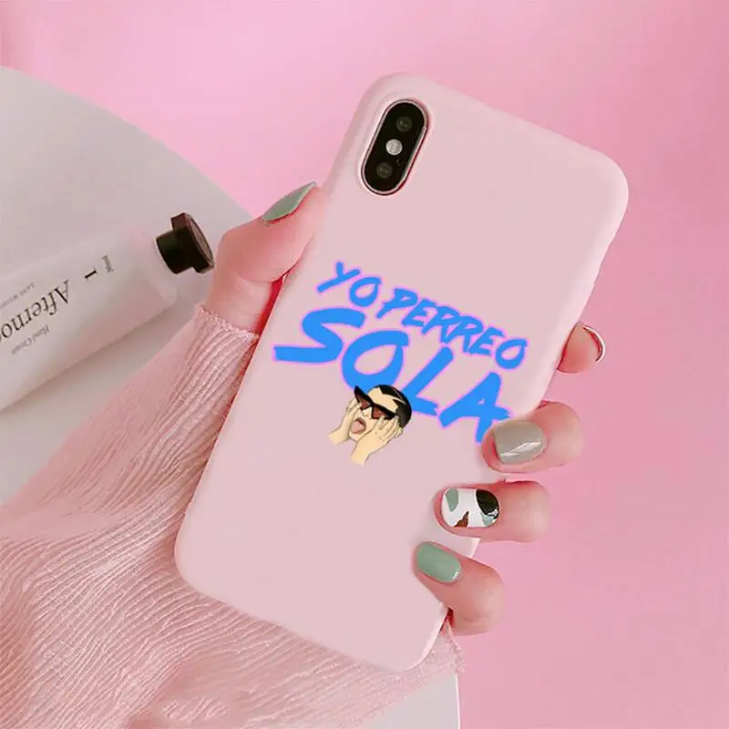 

rapper Bad Bunny Yo Perreo Sola Phone Case Candy Color for iPhone 6 7 8 11 12 s mini pro X XS XR MAX Plus