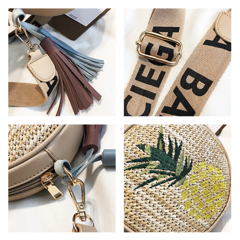 Круглая соломенная сумка на плечо для женщин плетеная пляжная сумочка ручной