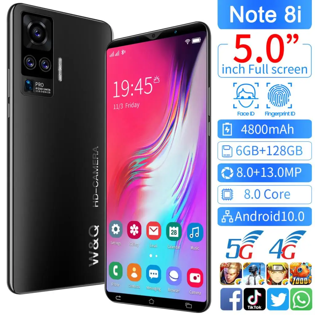 

Note8i Smartphone Android 5'' MT6763 4GB+64GB Featured Phone MT6763 Featured Phone 8MP+13MP Dual SIM Face Unlocked Cell Phones