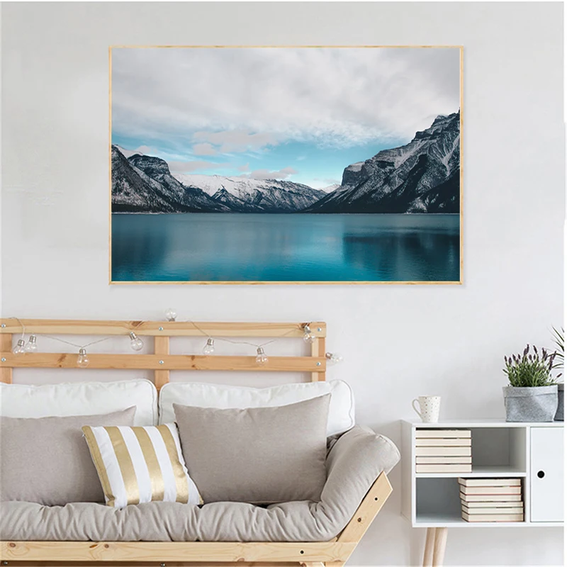 

Lake Mountain Cloud Nature Scenery Art Canvas Poster Painting Oil Wall Picture Print Modern Home Bedroom Decoration Accessories