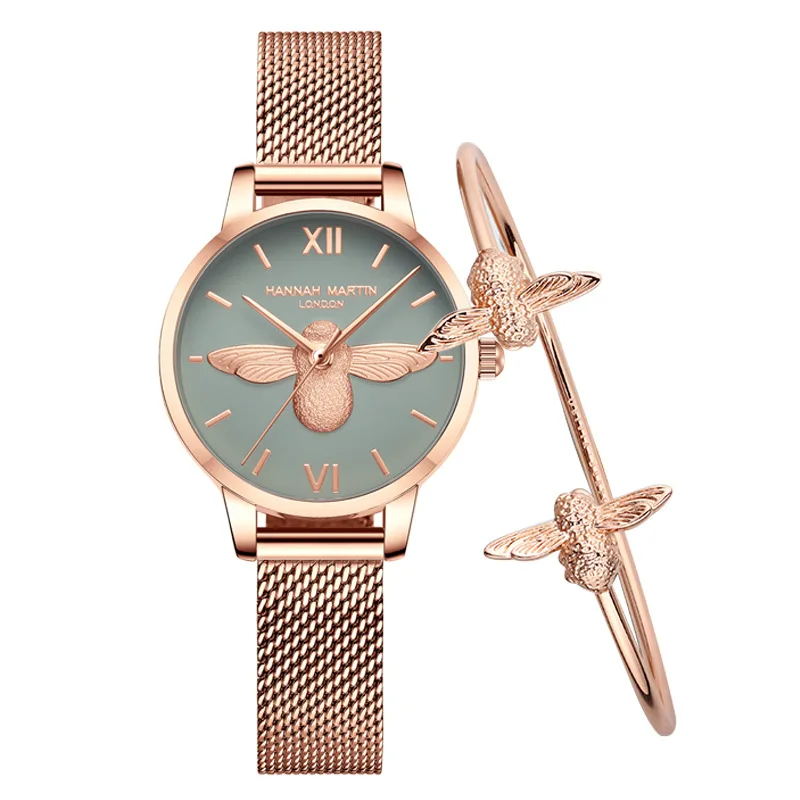 

Xiaohongshu ins trend Mori female British niche watch Japanese movement OB with the same paragraph 3D bee female watch