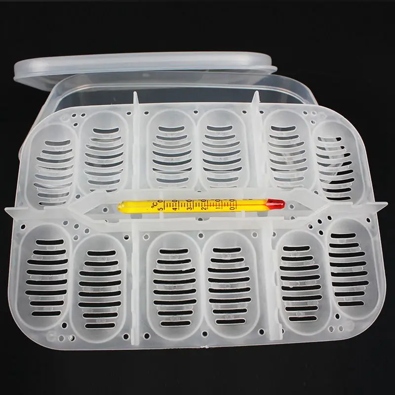 12 Holes Reptile Egg Incubation Tray With Thermometer Incubating Gecko Lizard Snake Eggs Tool | Дом и сад