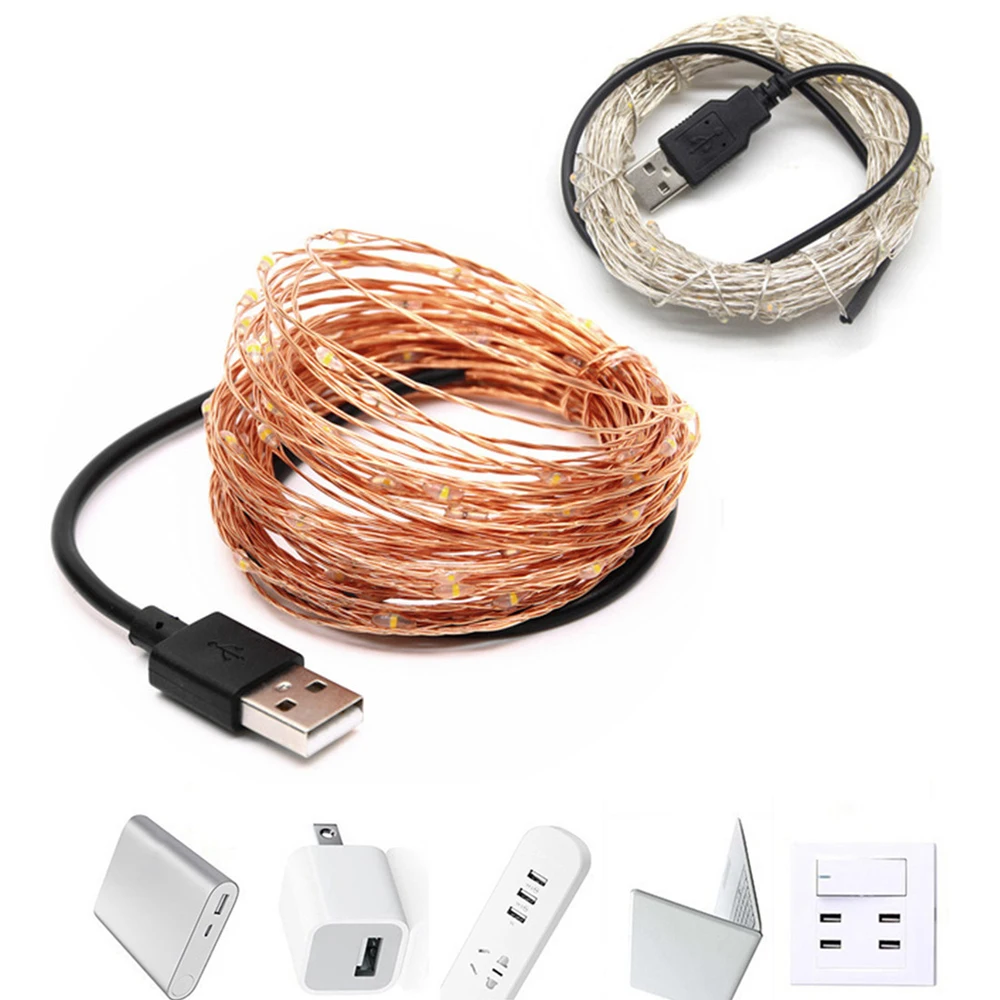 Светодиодная Водонепроницаемая гирлянда с серебряной линией 10 м|Светодиодная