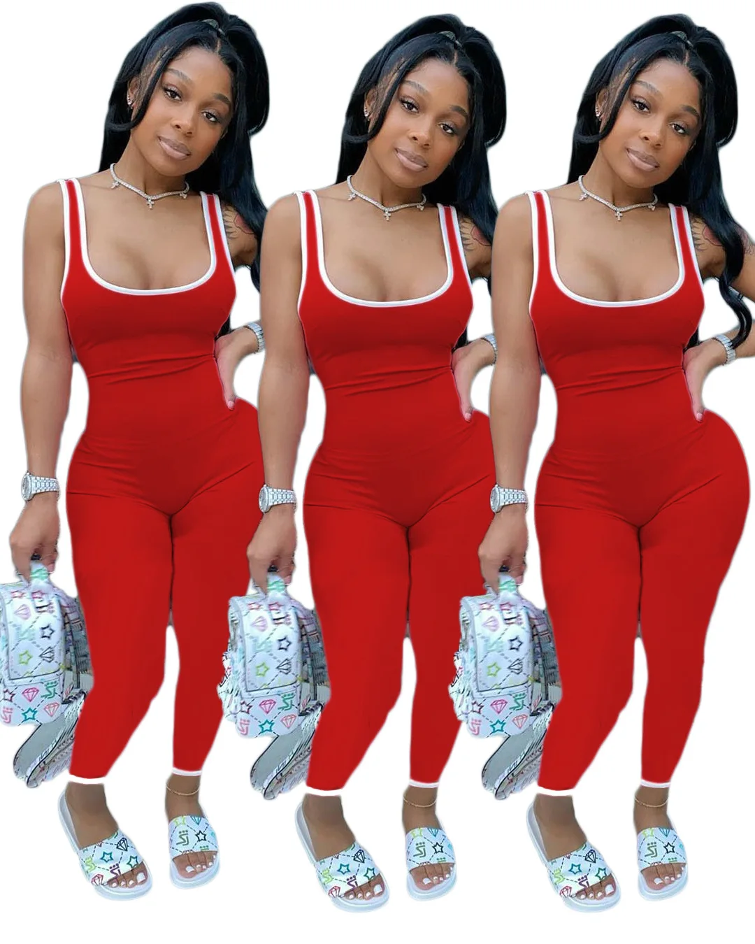 

Summer 2021 Women Plus Size 2xl 3xl 4xl 5xl Solid Color Skinny Jumpsuit Combinaison Pantalon Femme Macacao Overalls
