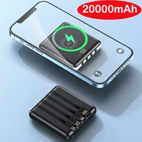 20000mah wireless power bank built in cable for iphone 12 pro samsung s21 xiaomi poverbank 15w fast wireless charging powerbank
