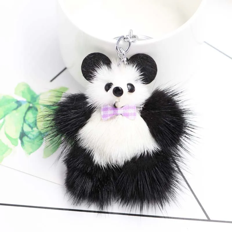 Новинка модный брелок с милой пандой мягкие брелки шариком из натурального меха