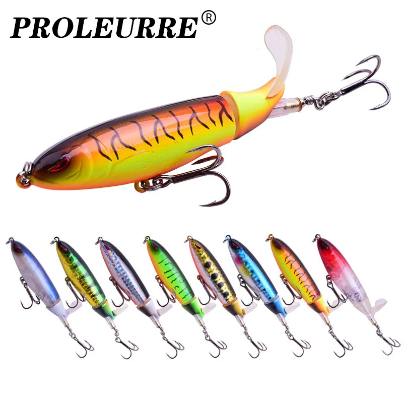

1Pcs Whopper Plopper Fishing Lures 10cm 13.5g Artificial Hard Bait Topwater Plopper Soft Rotating Tail Wobblers Fishing tackle