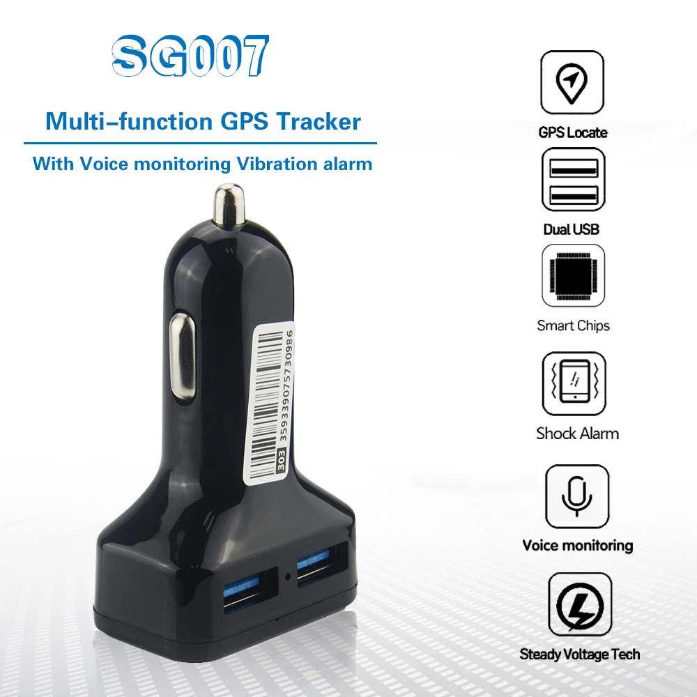 SG007 автомобильное зарядное устройство GPS трекер для автомобиля GSM Wifi LBS