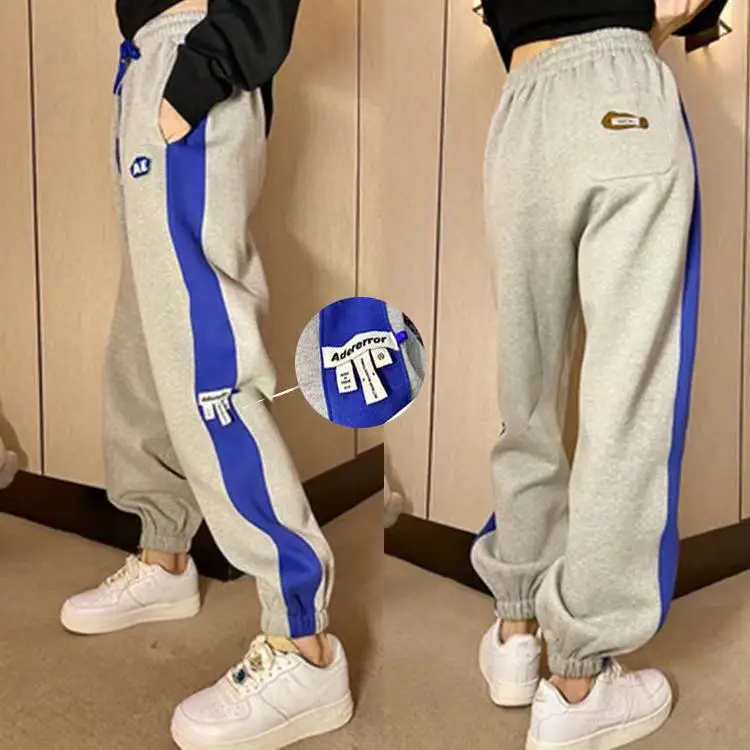 

Ader Error Sweatpants Women High waist Fleece pants Casual Streetwear Slim Sportpants Side Tag