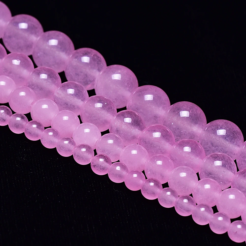 Оптовая продажа натуральный розовый кристалл Asingeloo кварц круглые бусины для