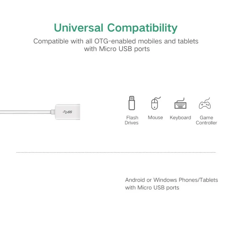 Ugreen Micro USB OTG   Samsung S6 Android,     Xiaomi Redmi Note 5,  Micro USB