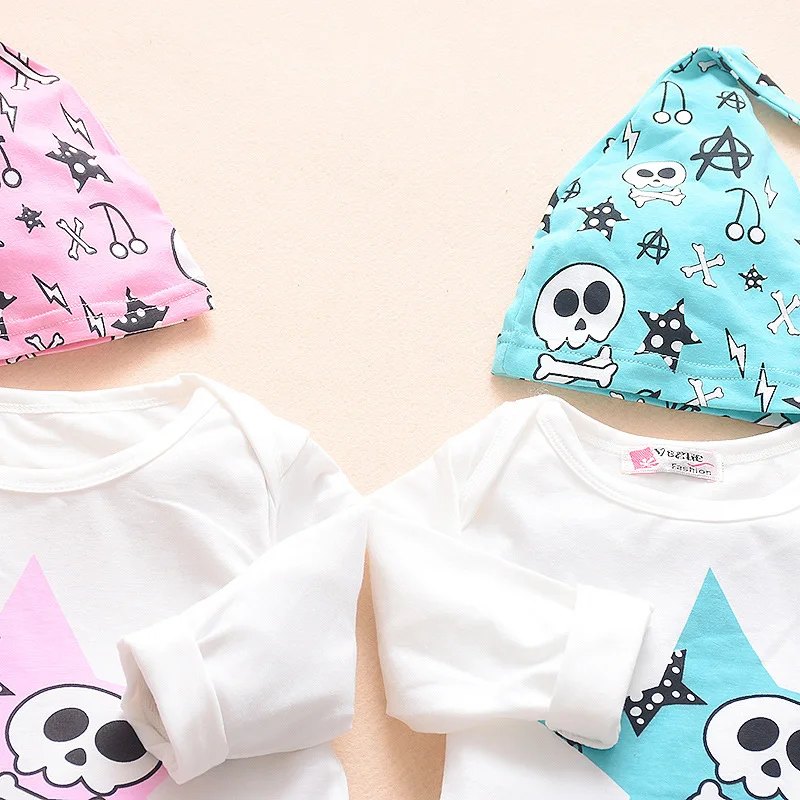 Три футболки с черепом + брюки шапочка костюмы для малышей и младенцев в Европе