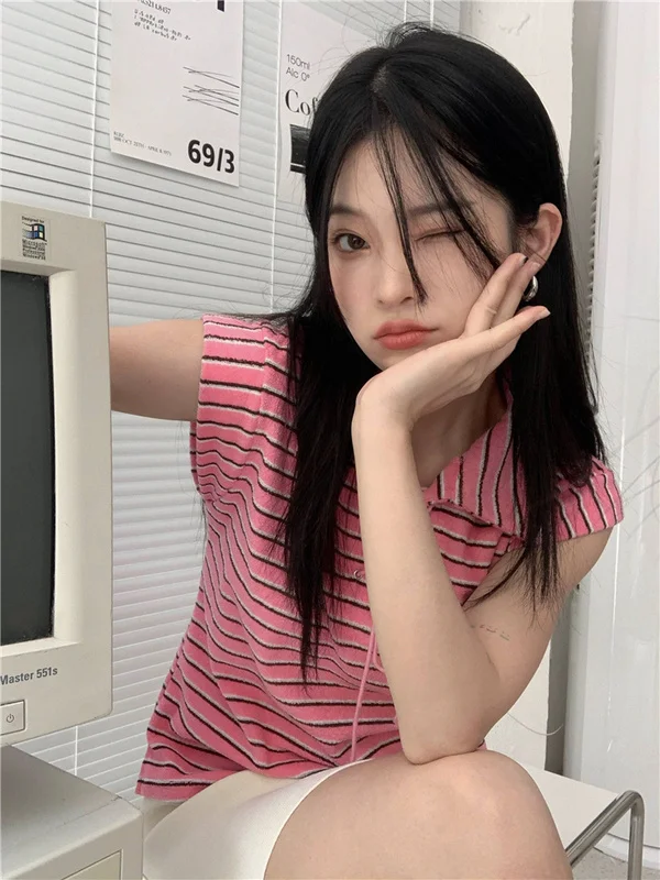 Реальный снимок экономичный свободный Универсальный полосатый жилет на