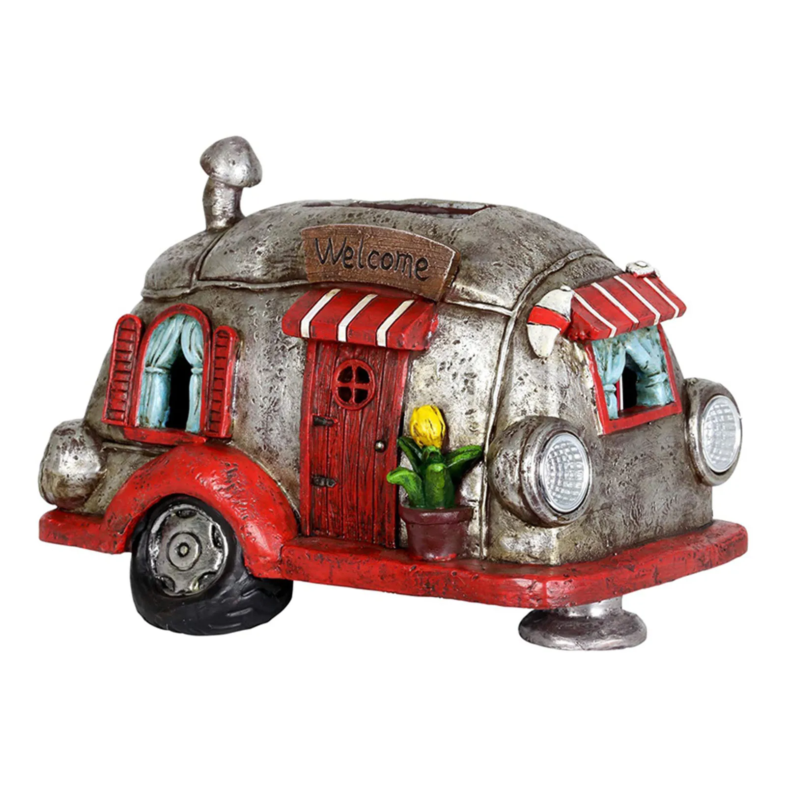 

Car Yingbin statue solar led garden decoration outdoor home garden handicraft decor