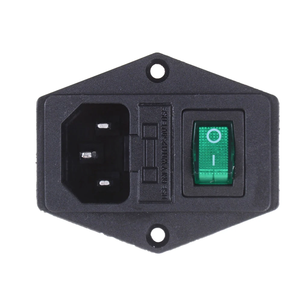 

1Pcs 3 Pin IEC320 C14 10A 250V Inlet Module Plug Fuse Switch Male Power Socket