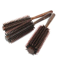 1 set sml natural boar bristle round brushes wooden handle hair rolling brush for hair drying styling curling