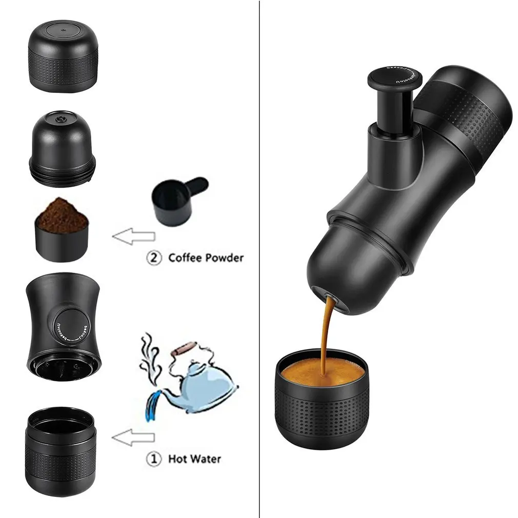 Черный пластик Прочный портативный мини ручной Эспрессо машина 100 мл кофе для