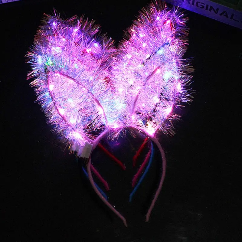 Женский для девочек с длинными заячьими ушками светодиодный светящийся обруч