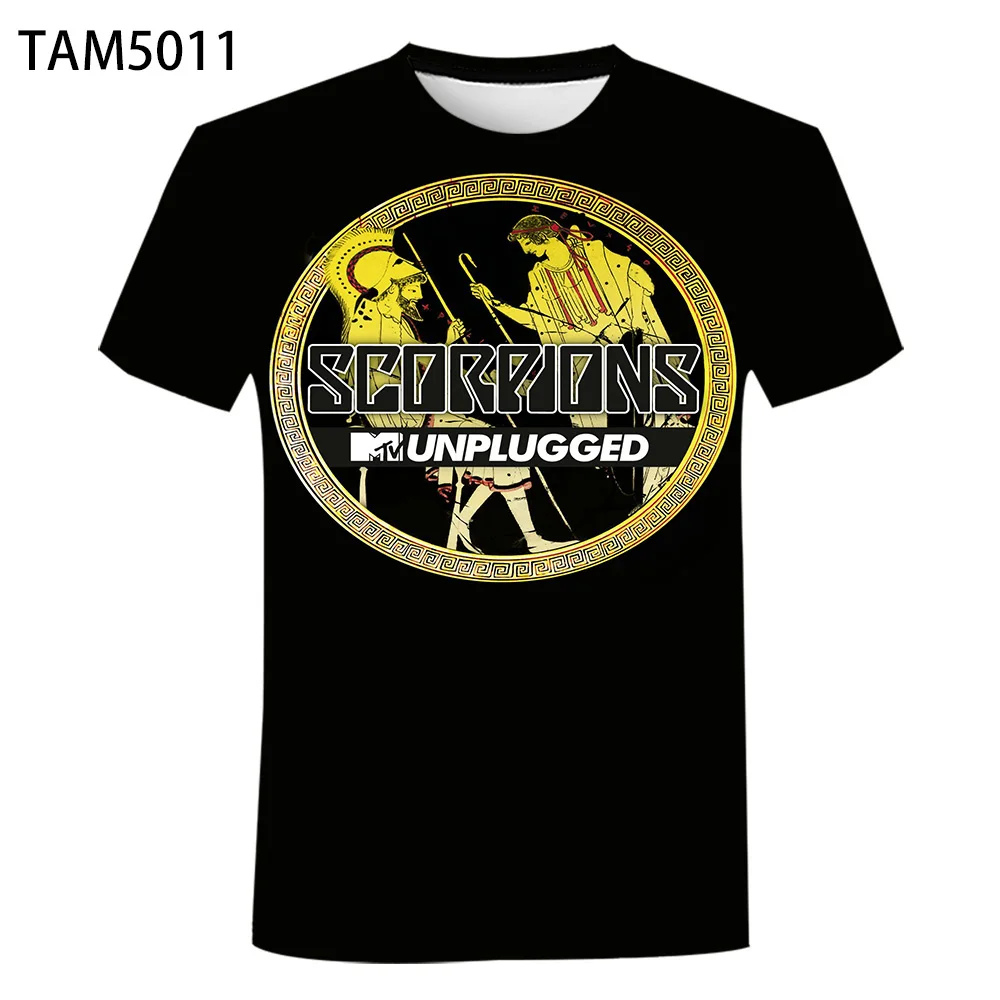 Летняя футболка с надписью Скорпион модная мужская принтом Рок повседневная