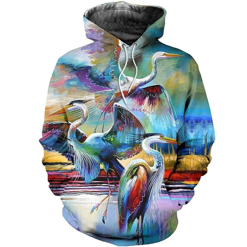 

3D full print bird picture Sweatshirt zipper shirt fashion casual Street hip hop Hoodie