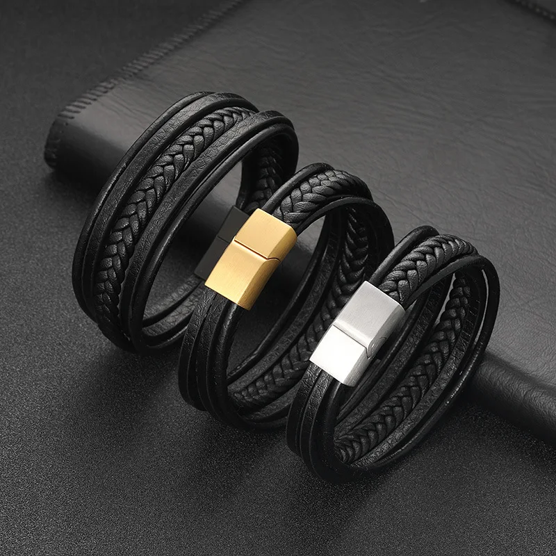 Мужской винтажный браслет из кожи и нержавеющей стали ZG 2019|Гибкие браслеты| |