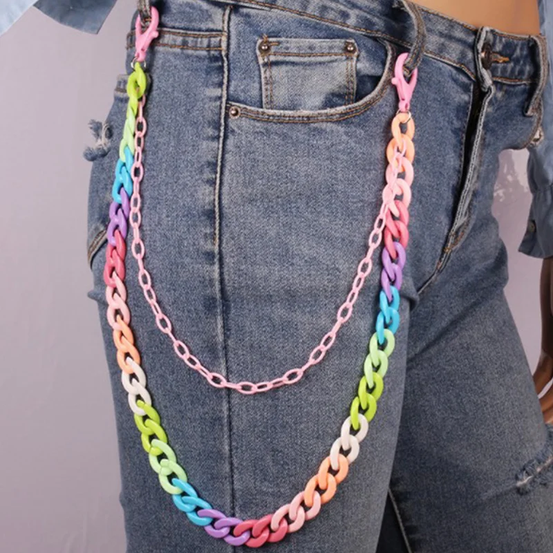 

Многослойный брелок для ключей карамельных цветов, модный брелок для ключей с джинсовой талией и брюками, милый многослойный брелок для клю...