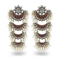 indian jhumka bollywood ethnic gypsy jhumki pendientes crystal beads tassel bells drop earrings bridal wedding party jewelry