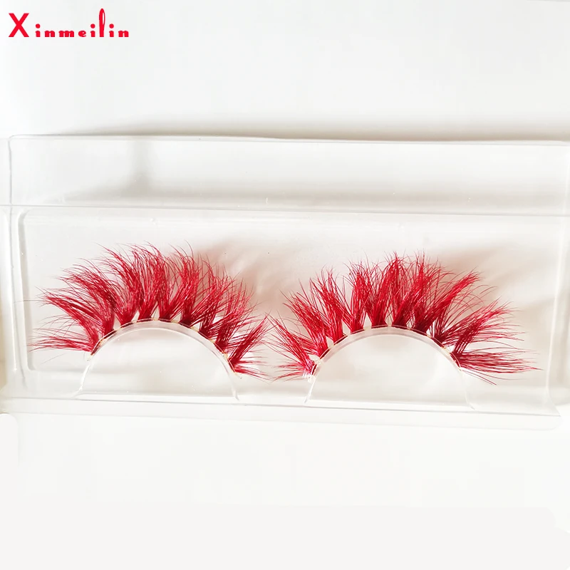 

New red 3D mink lashes wholesale makeup natural long individual thick fluffy colorful false eyelashes lash extension supplies