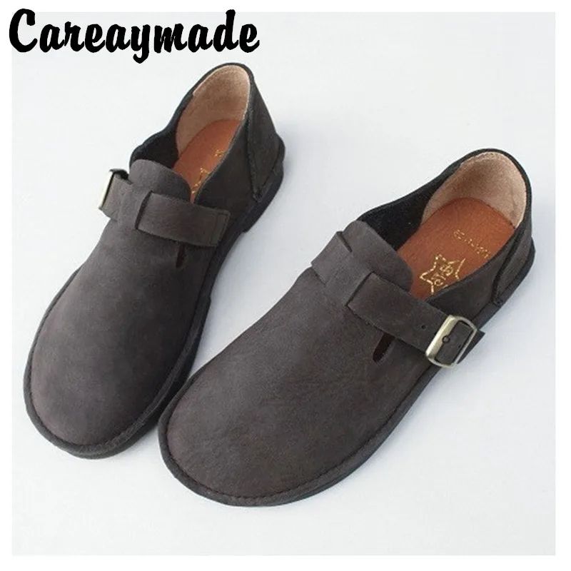 Careaymade летние и осенние кожаные туфли на плоской мягкой подошве женские ретро из