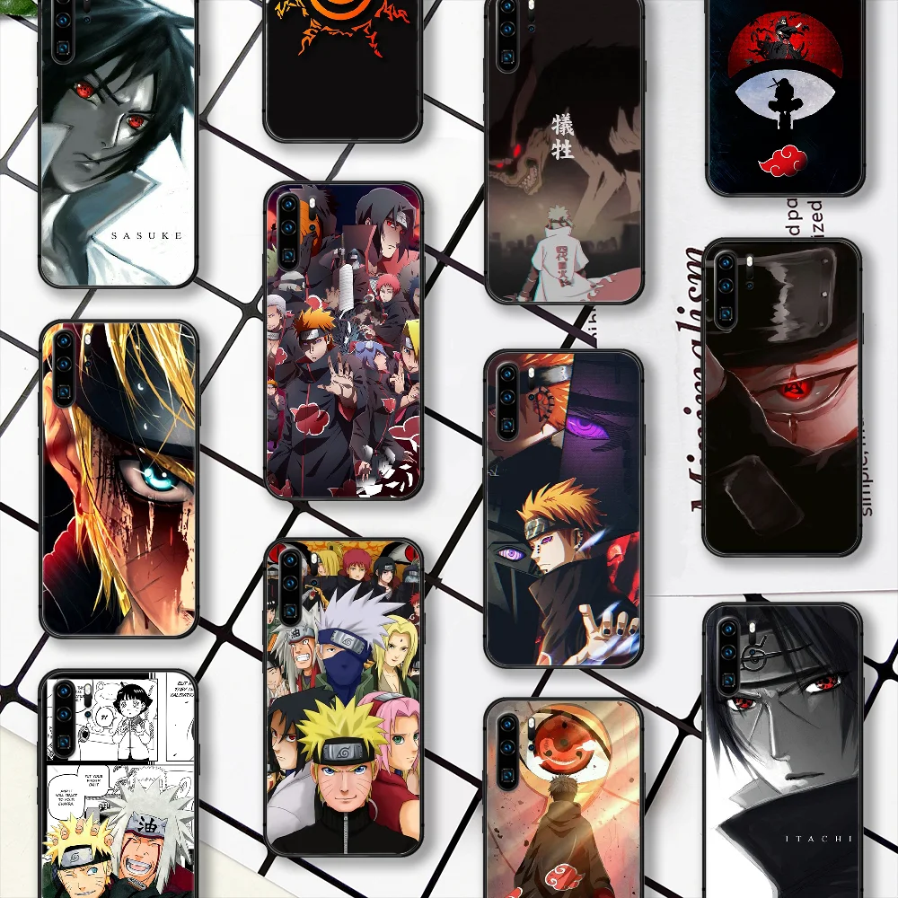 

Anime N-Naruto Sasuke Kakashi Itachi Phone Case For Huawei P Mate Smart 10 20 30 40 Lite Z 2019 Pro black Etui 3D Back Silicone