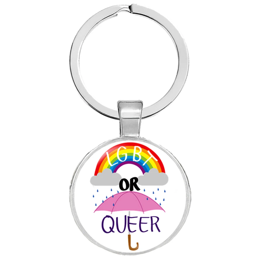 LGBT Bi Pride брелки для ключей геев Брелоки из лицевого стекла кабошон ключ Hoder