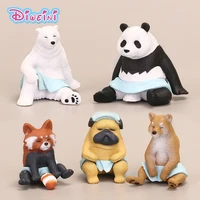 5pcs raccoon bear panda dog action figure cartoon character model figurine birthday cake decoration toy doll house gift for kids