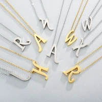 women girl jewelry elegant chain alphabet letter pendant necklace silve gold colors stainless steel choker initial necklace