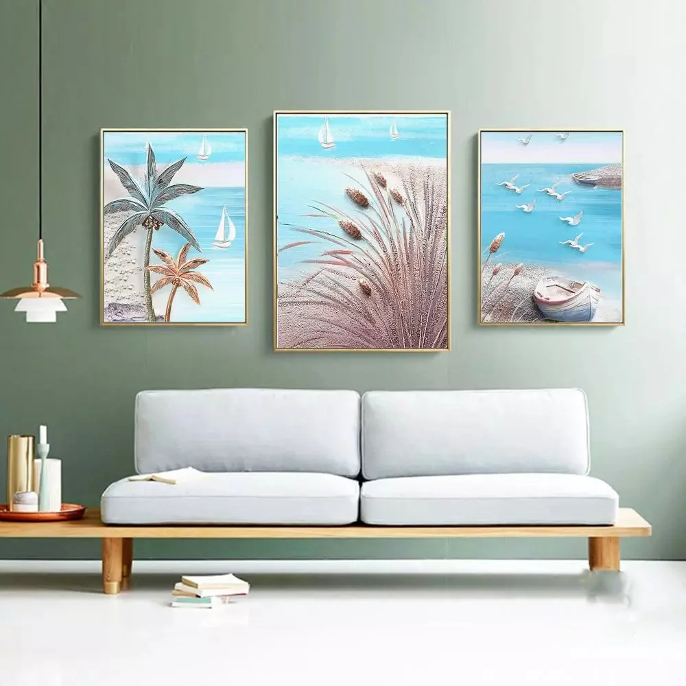 

Wall Art Abstract Seaside Scenery Watercolor Paintings Nordic Canvas Posters Prints for Living Room Bedroom Corridor Decoration