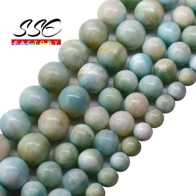 

Semi-precious Natural Blue Larimar Stone Round Beads For Jewelry Making Genuine Rare Stone Beads DIY Bracelet Accessories 6-10MM
