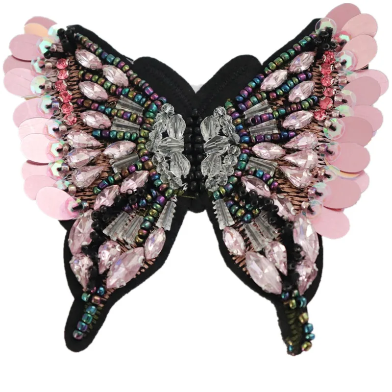 

patches patch new Wholesale factory manual nail drill pink bead piece heavy buiter clothes shoes flower butterfly diy accessori