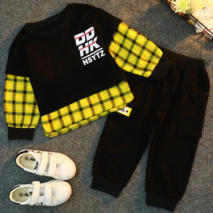 

Plaid Boys Kids Sports Clothes Spring Autumn Casual Clothing Sets Tops+Pants 2Pcs Cotton Boy Suits Outfit For Baby 0-5Y Fashion
