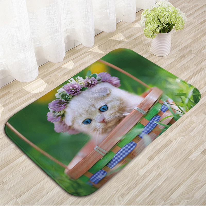 Принтом в виде кошачьей мордочки Cat дверной коврик нескользящий для пола