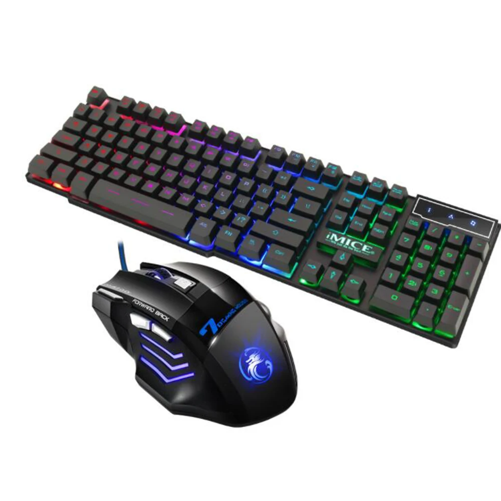 IMice русская USB Проводная игровая клавиатура и мышь набор с дышащей подсветкой для