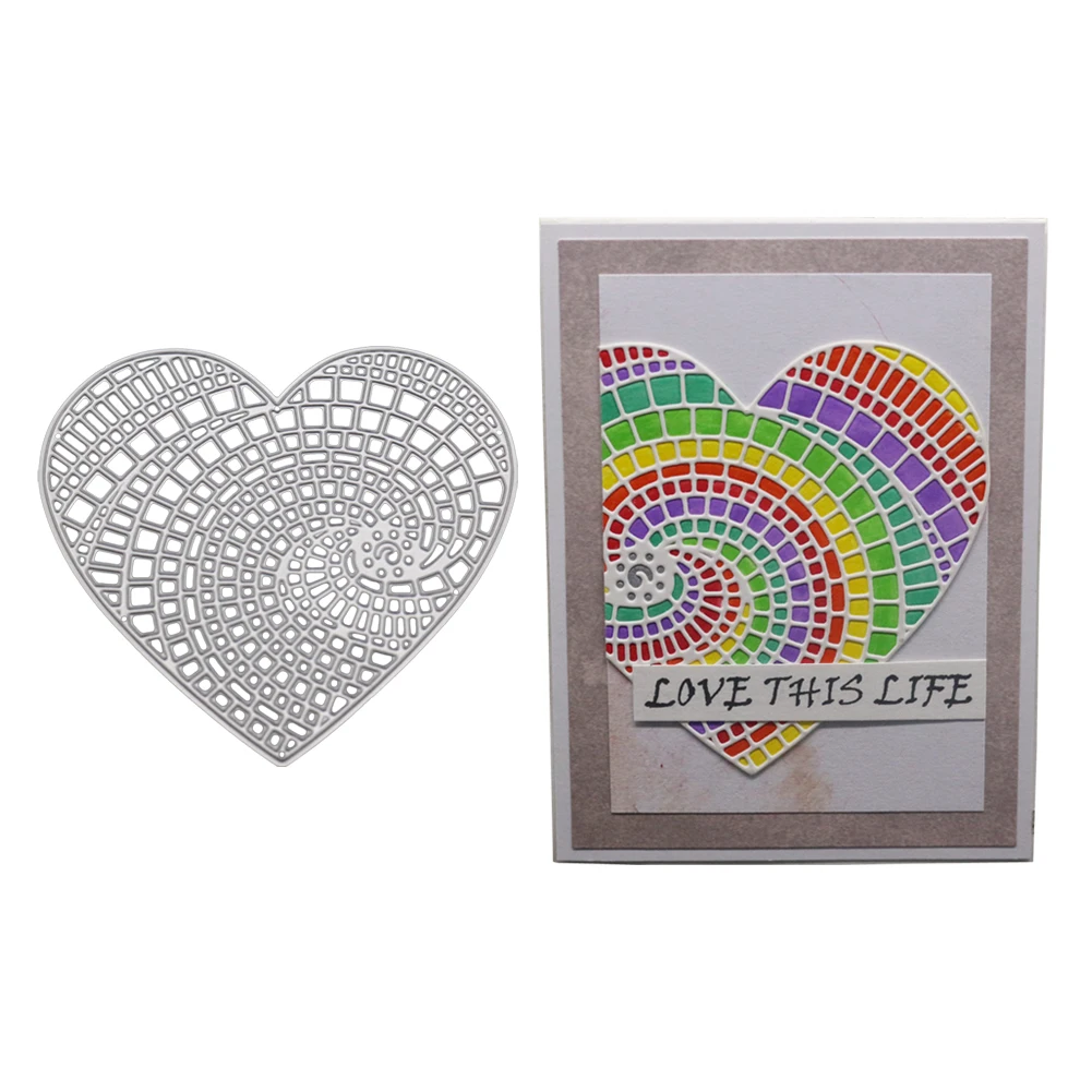 

Rainbow Frame Metal Cutting Dies Love Heart Mold Lattice Cut Die Scrapbook Embossing Craft Knife Mould Stencil Stamps and Dies