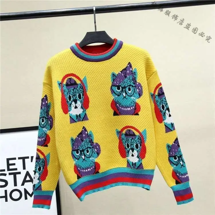 

Fall/winter new 2021 Korean version of thick sweater loose women cute round neck knitted bottoming shirt women