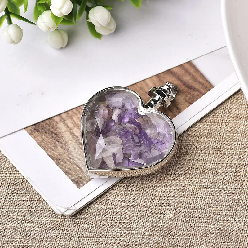 Модные простые натуральные кристаллы подвеска в форме сердца ожерелье для