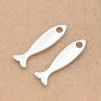 10pcs antique silver plated fish charms pendant jewelry making bracelet necklace findings diy accessories 27x7mm
