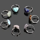 Кольца с натуральным кристаллом, регулируемые, в форме сердца